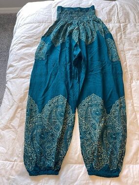 Teal Paisley Harem Pants